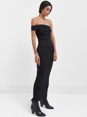 Marcella NYC Plaza Dress Off Shoulder Strapless Black Bodycon Dress